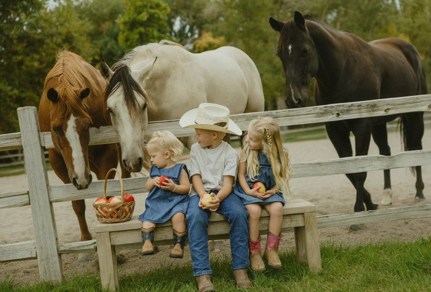 Where little boots meet big hearts 🐴🍎🤍 #ranchlife #equine #kids #littlemoments #horses