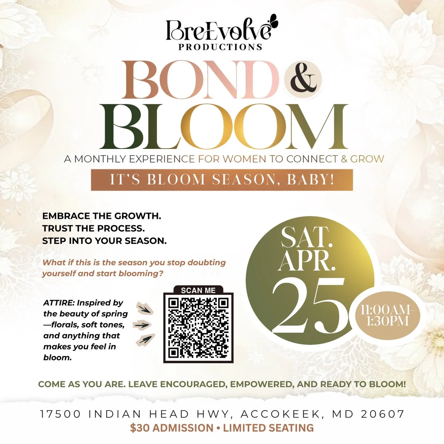 If you&rsquo;ve been waiting for a sign to get out of the house, pour into yourself, and be around some good energy&hellip; this is it 🌸

Bond &amp; Bloom: It&rsquo;s Bloom Season, Baby! is all about stepping into your next season with confidence, j