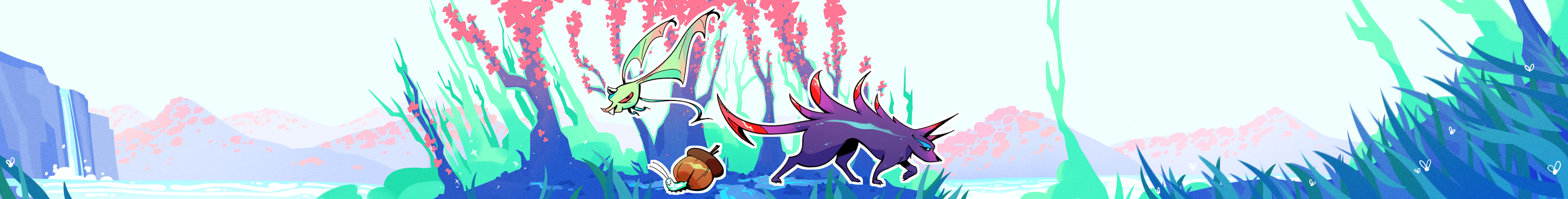 creatures that live in an eerie, psychedelic forest. character design and illustration done for Planetary Creatures.