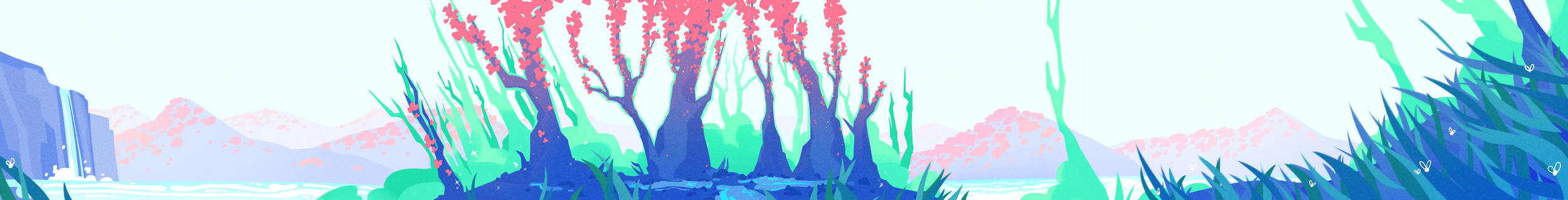 creatures that live in an eerie, psychedelic forest. character design and illustration done for Planetary Creatures.