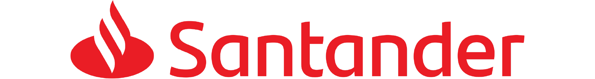 Santander bank logo with red flame icon and red text