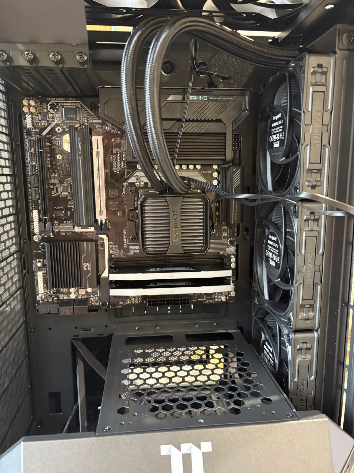 High-performance gaming PC interior with clean cable management and cooling.