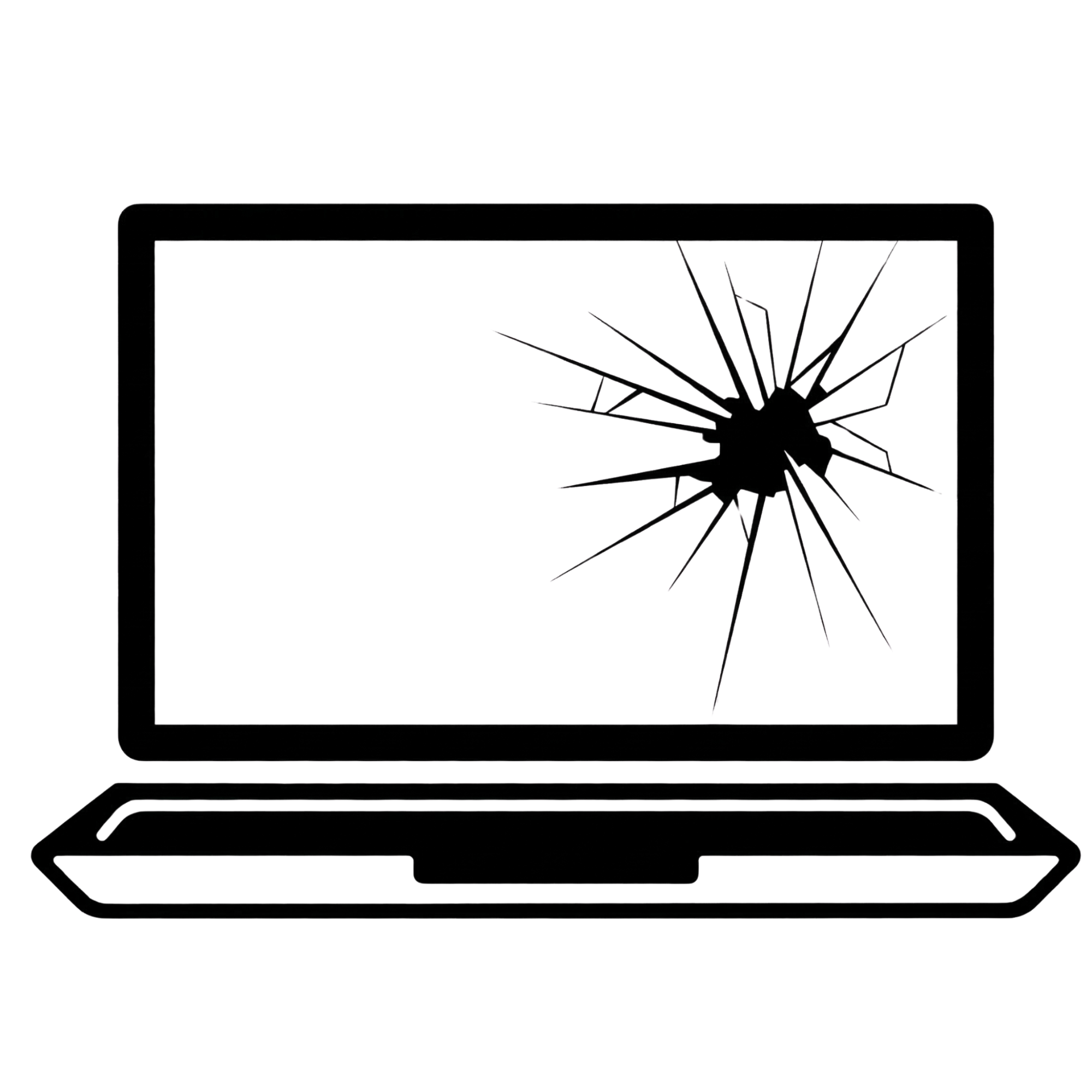 Icon of a laptop with a cracked screen repairable by LaunchLayer