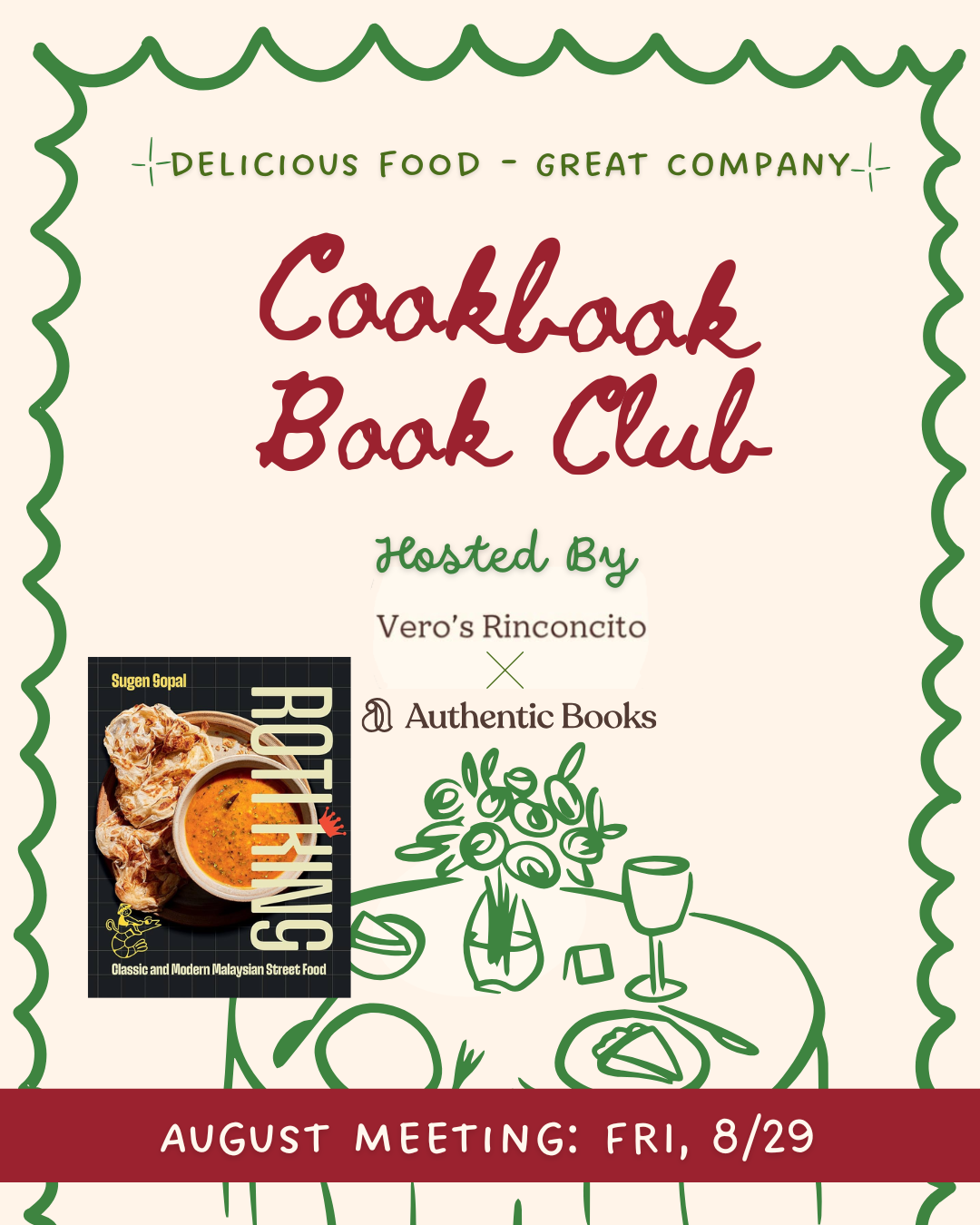 Authentic Books Cookbook Club Seating
