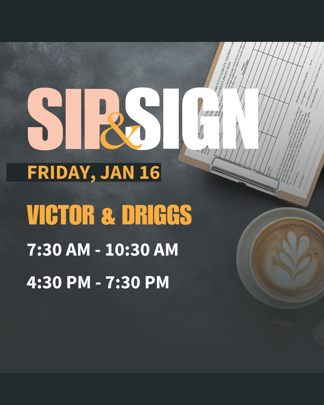 Driggs Sip &amp; Sign (Evening)