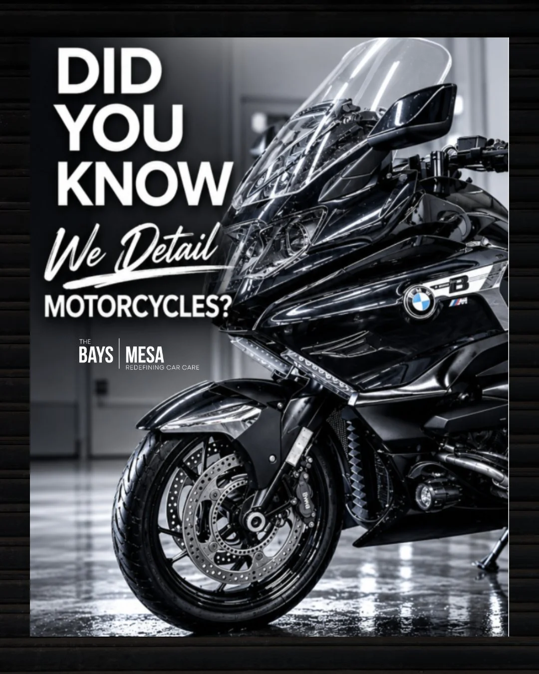 🏍️ Your motorcycle deserves the same level of care as your car.

At The Bays Mesa, we don't just detail cars.. we detail motorcycles, too. In fact, out owner, Mike, is a rider himself, so he understands the pride that comes with keeping your bike lo