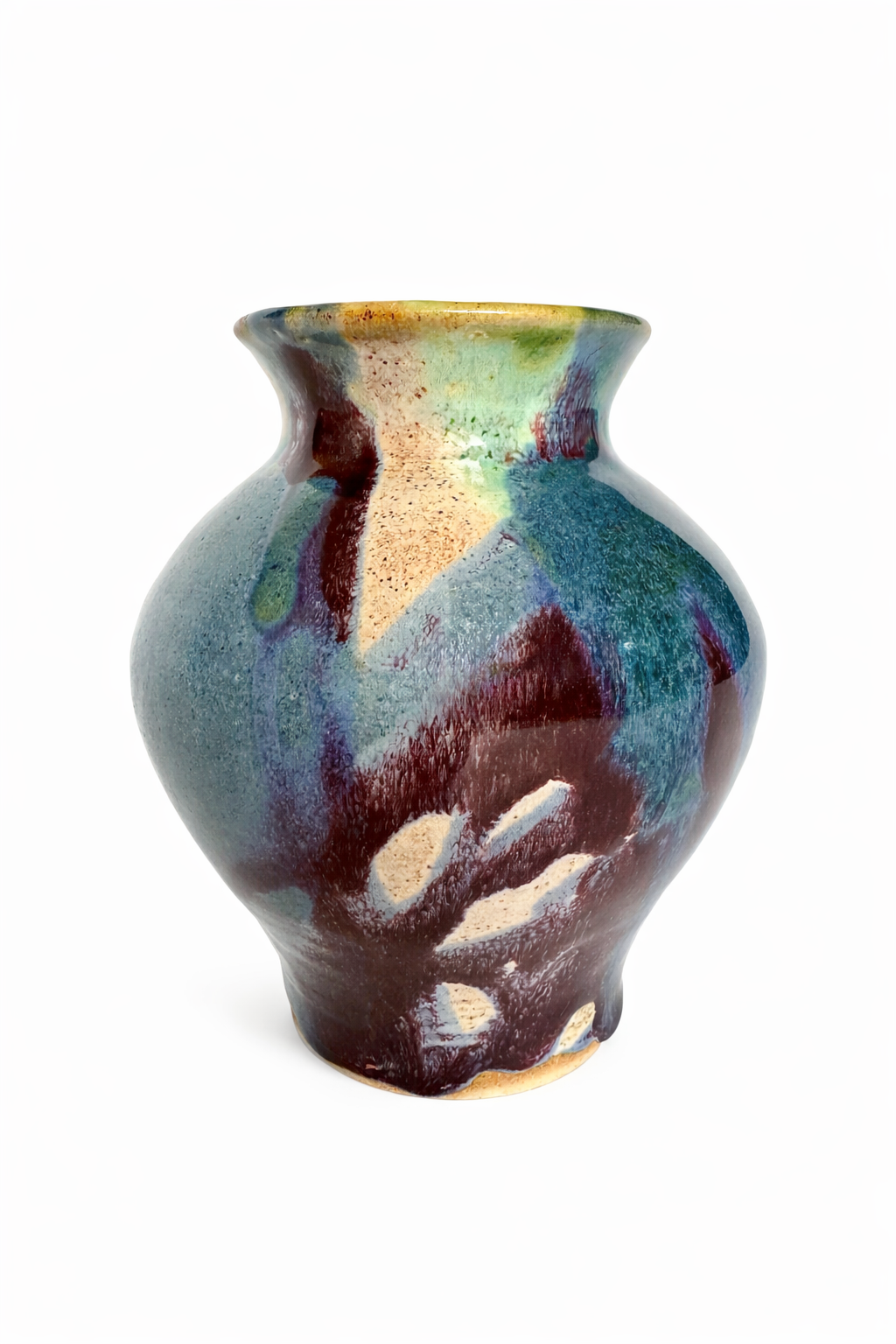 small multi-coloured vase with elegant neck