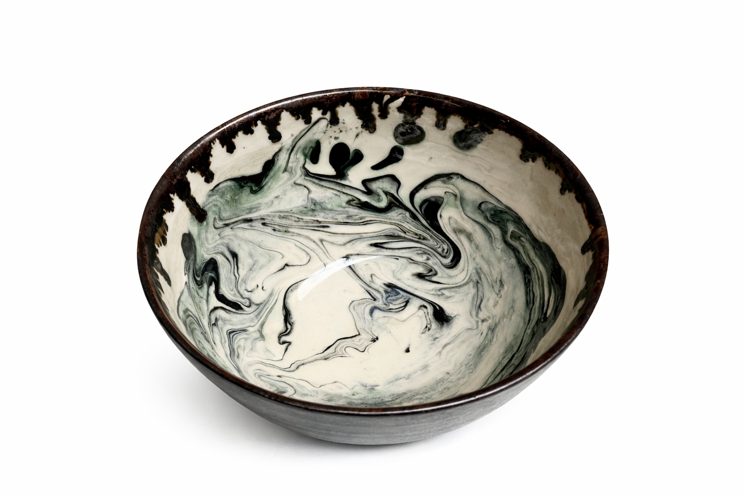 black and white marbled bowl