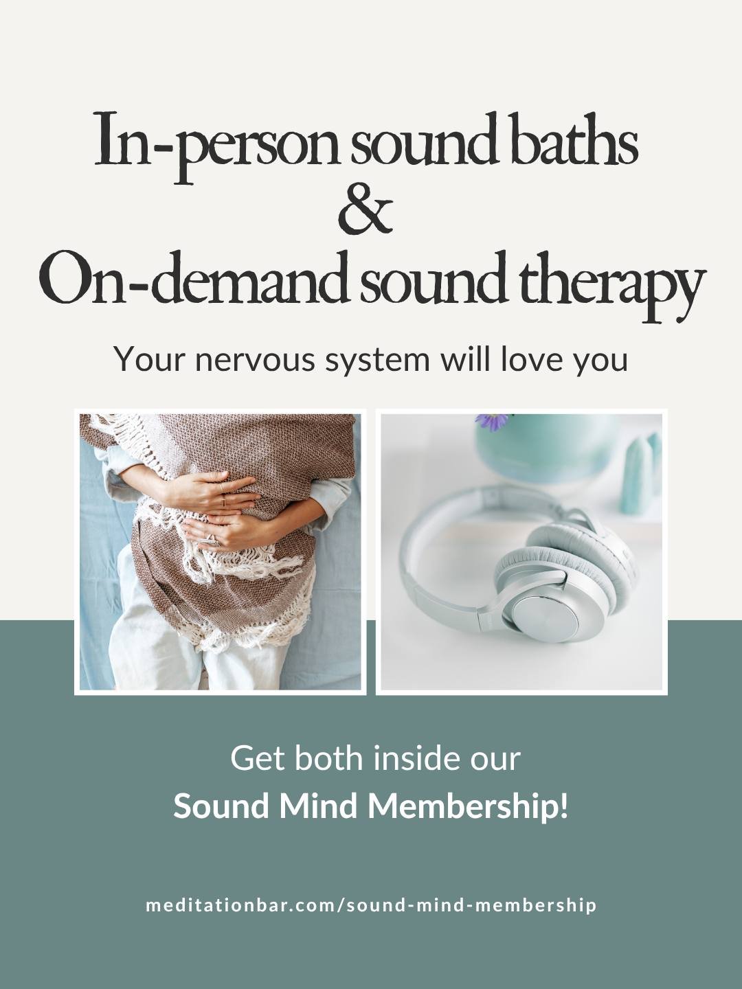Steady care, real results.
Sound Mind Membership includes 2 in-person sessions each month, access to our On-Demand Sound Therapy Library, 10% off retail, and a Buddy Pass in month 3.
Join today and make self-care a habit.
#SoundMindMembership #Medita