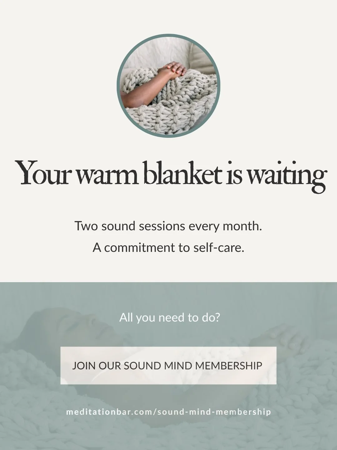 Steady care, real results.
Sound Mind Membership includes 2 in-person sessions each month, access to our On-Demand Sound Therapy Library, 10% off retail, and a Buddy Pass in month 3.
Join today and make self-care a habit.
#SoundMindMembership #Medita