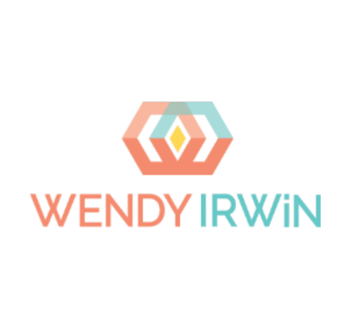A graphic with a hexagon and diamond shape at the top, and the text Wendy Irwin.