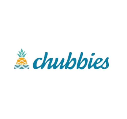 A logo with the word Chubbies
