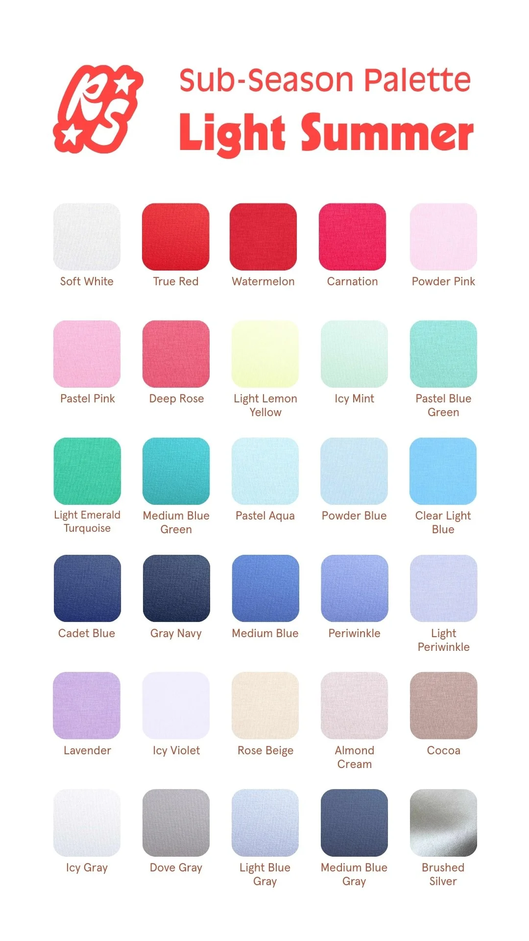 The 12 Seasonal Palettes โ Rise Styling