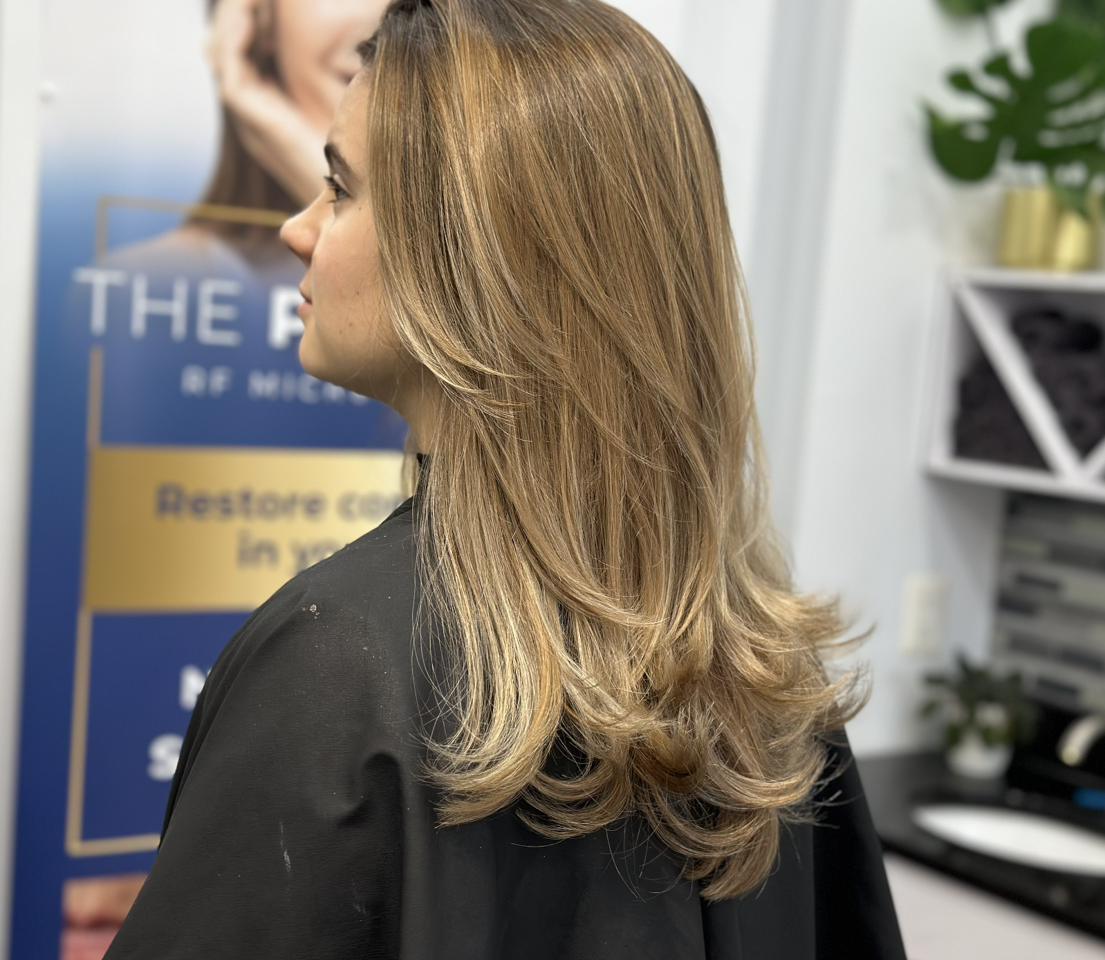 Women's long layered haircut