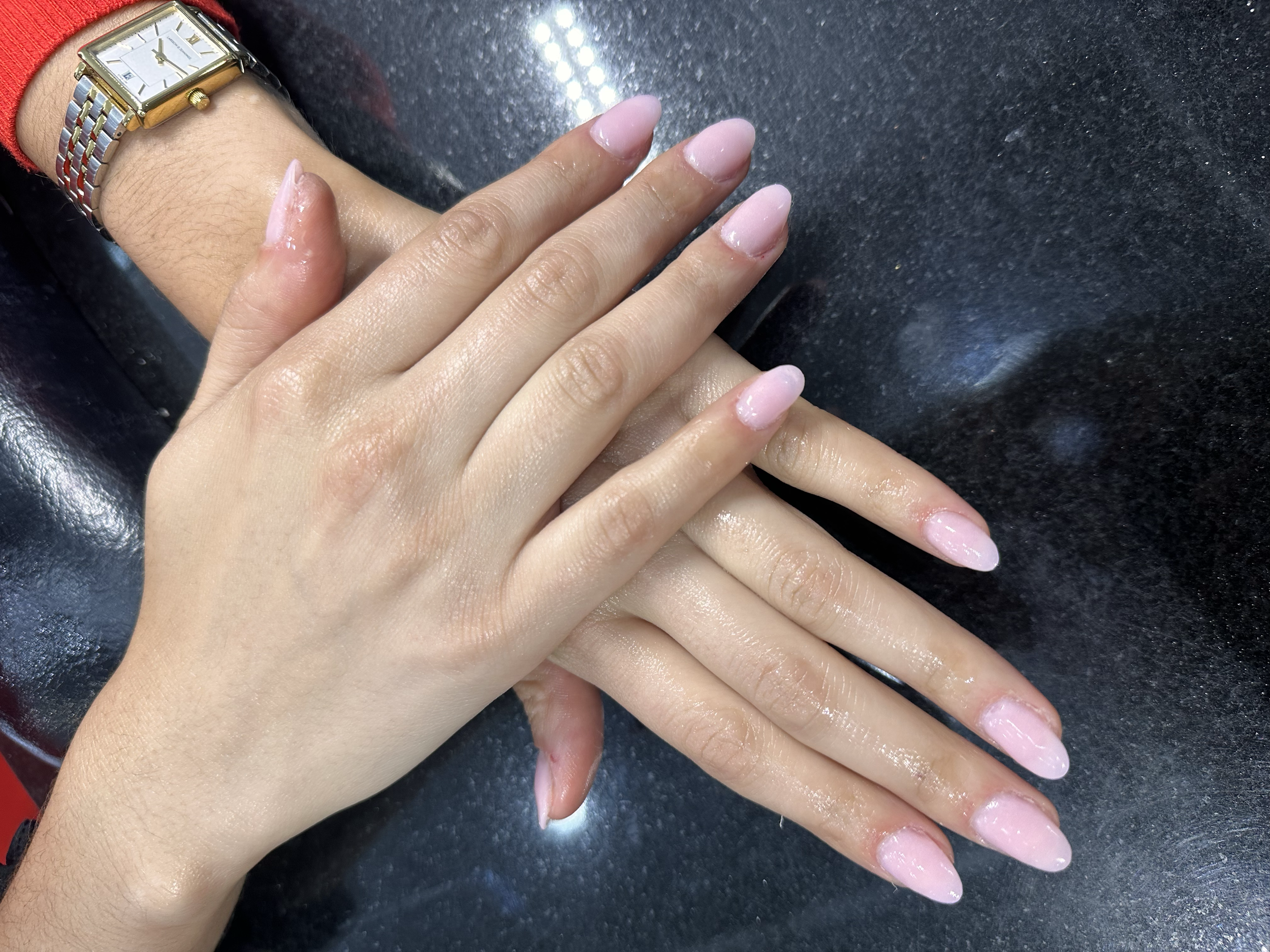 Pale pink gel manicure