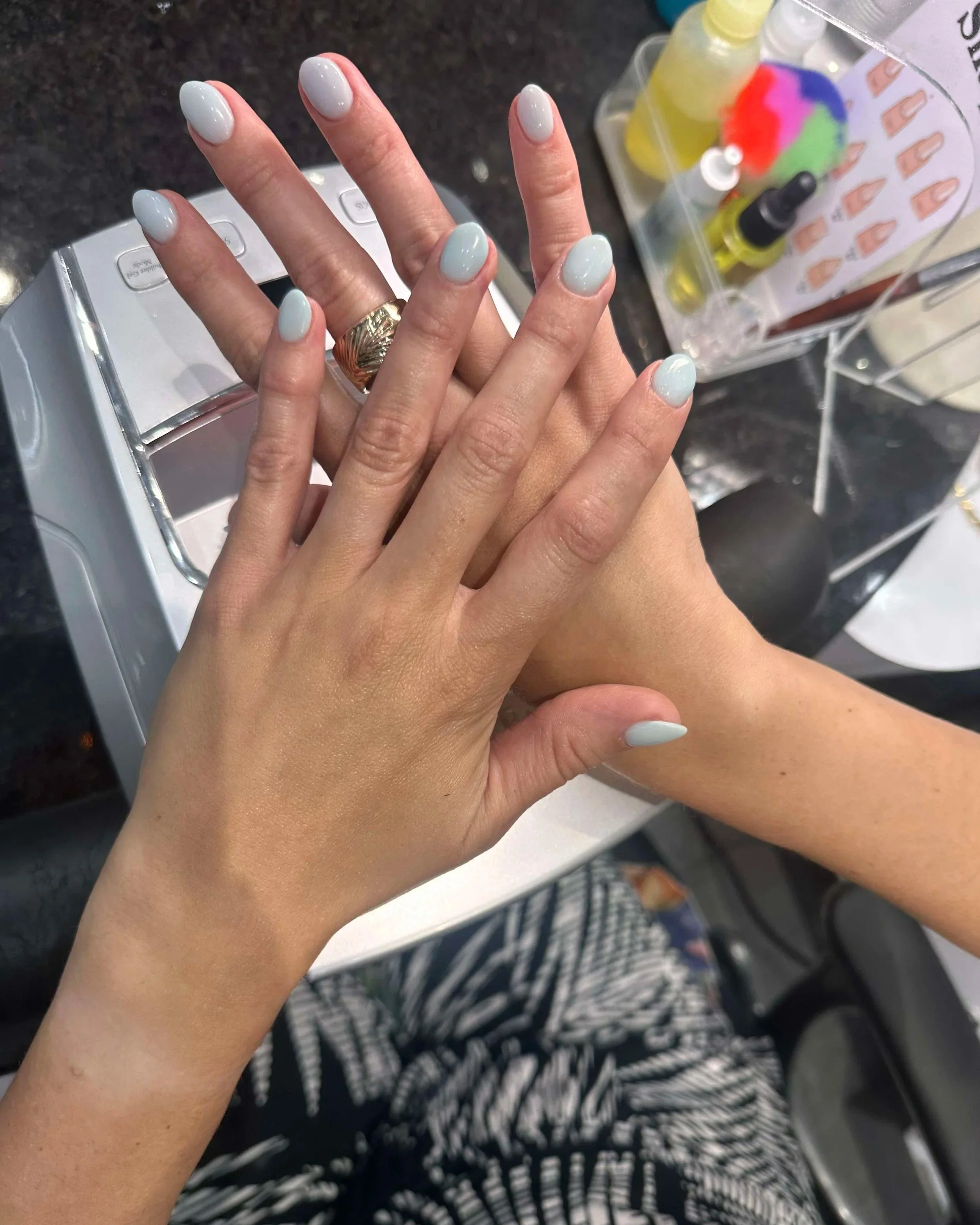 pale blue gel manicure