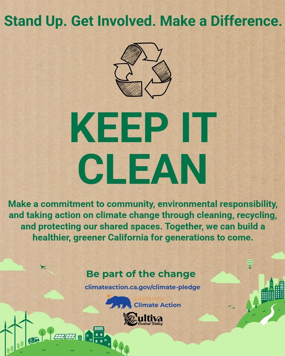 ¿En qué consiste el compromiso?
Un compromiso para llevar a cabo acciones climáticas sencillas y significativas en casa y en tu comunidad 🌍

¿A quién va dirigido?
A todos los californianos, vecinos, familias, compañeros de trabajo y cualquier persona dispuesta a formar parte de un movimiento colectivo 🤝

Cómo puedes contribuir