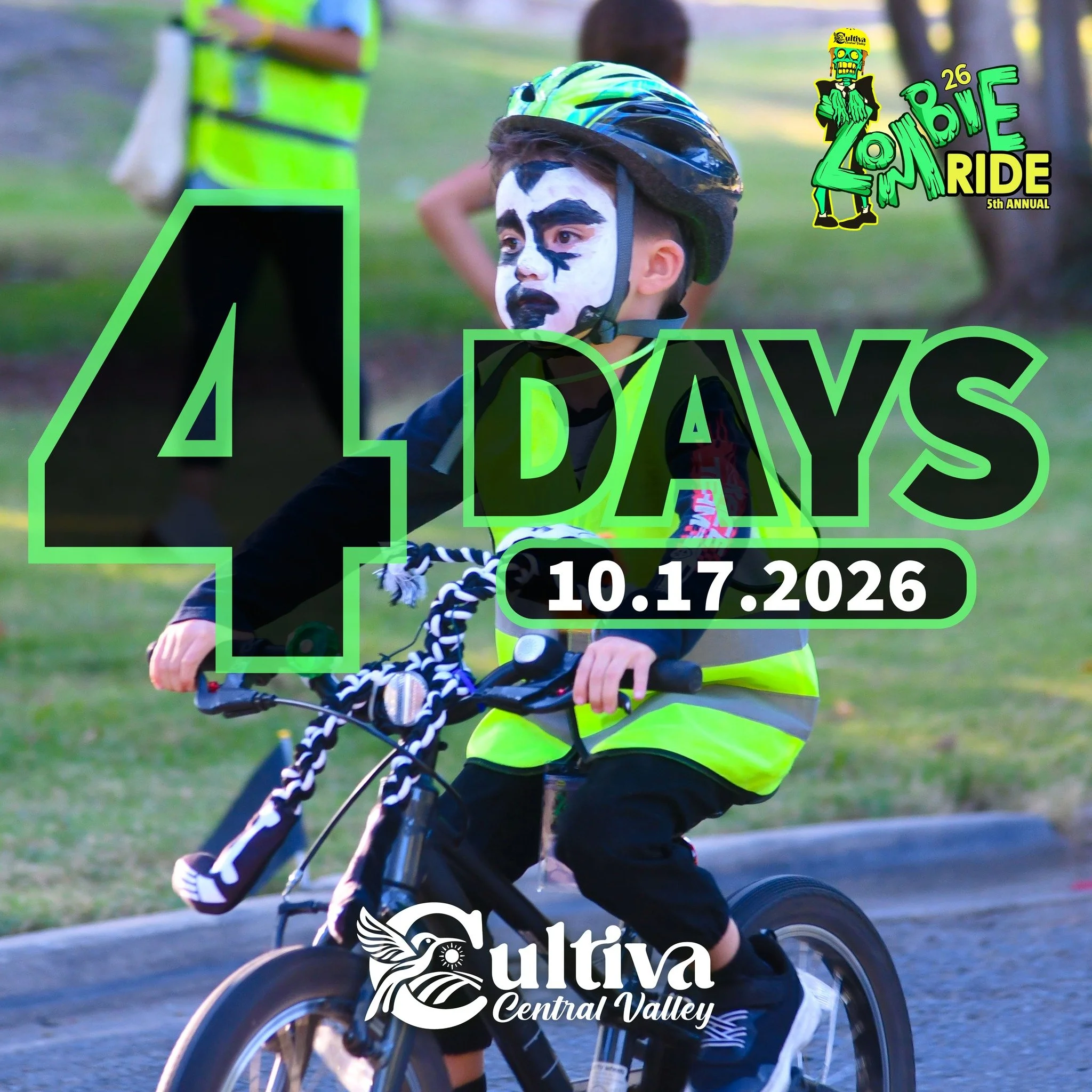 In FOUR DAYS, the zombies are taking over Applegate Park, and this year, they’re taking over Kiddieland (@kiddieland_of_merced ) too!

Join Cultiva Central Valley and our community partners for the 5th Annual Merced Zombie Ride, a FREE, family-