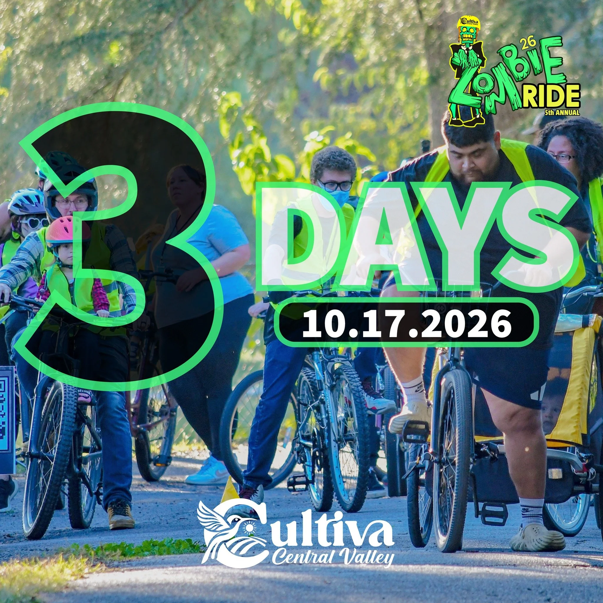 In THREE DAYS, the zombies are taking over Applegate Park, and this year, they’re taking over Kiddieland (@kiddieland_of_merced ) too!

Join Cultiva Central Valley and our community partners for the 5th Annual Merced Zombie Ride, a FREE, family