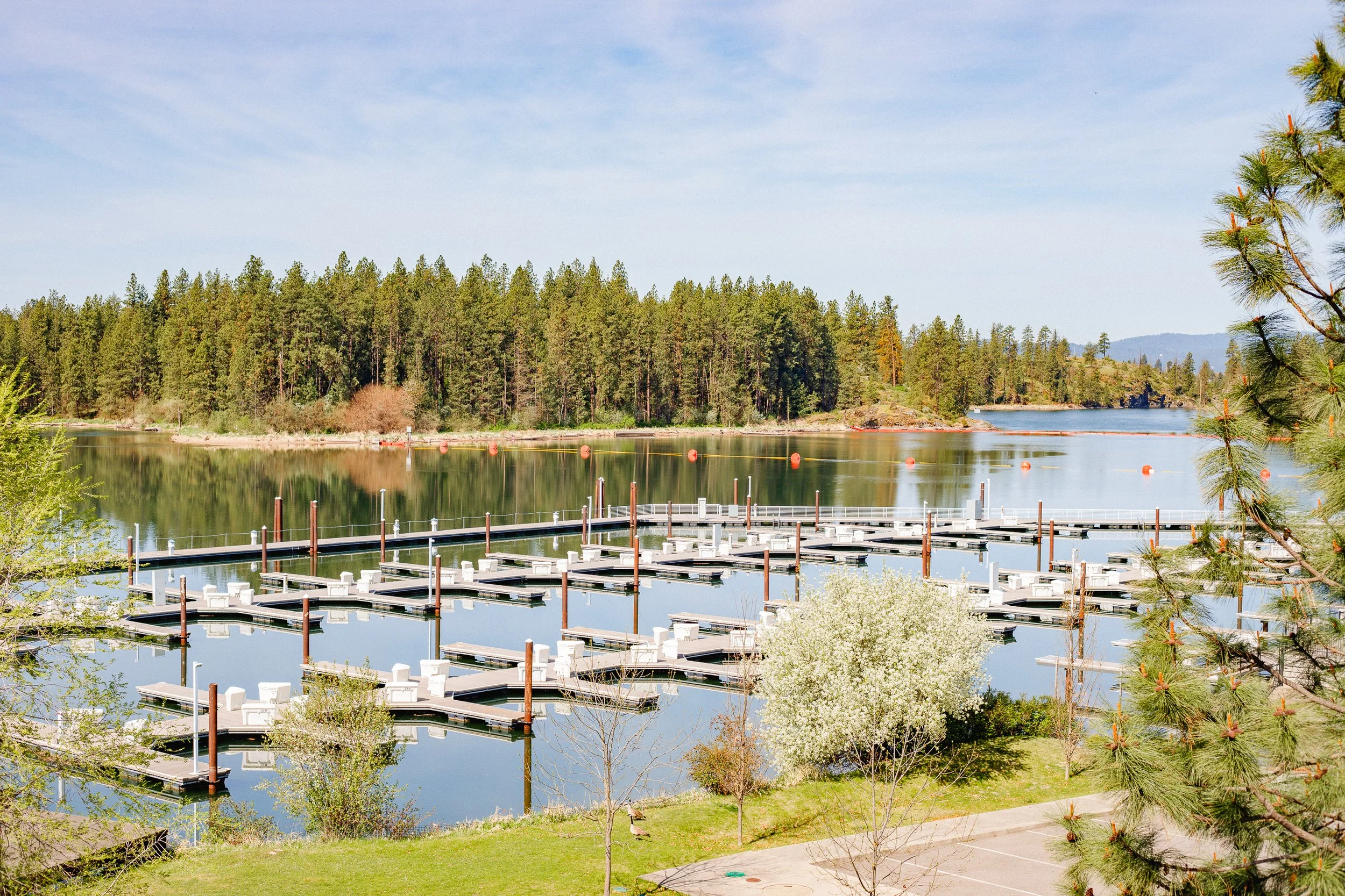 Boat storage on the Spokane River near downtown Post Falls