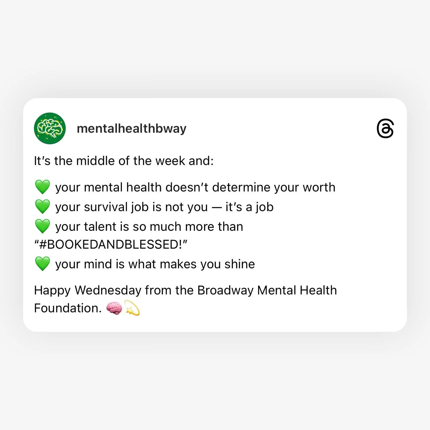 May we have your attention, please&hellip;? 🙂&zwj;↕️

#BMHF #Broadway #BroadwayMentalHealthFoundation #broadwaymentalhealth #bway #theatre #nonprofit #psychology #mentalhealth #mentalhealthawareness #mentalhealthmatters #mentalhealthsupport