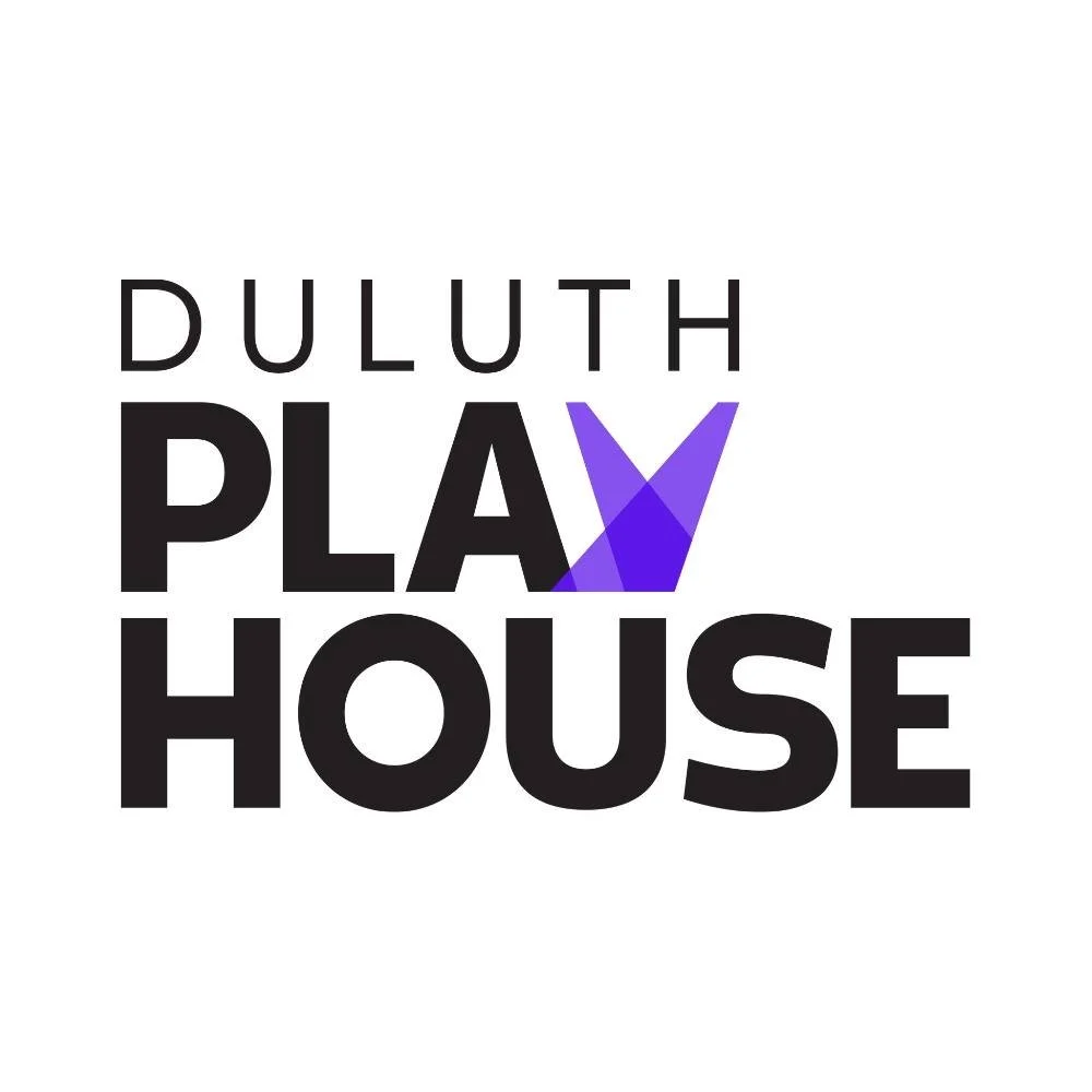 Logo for Duluth Playhouse with black and purple text.