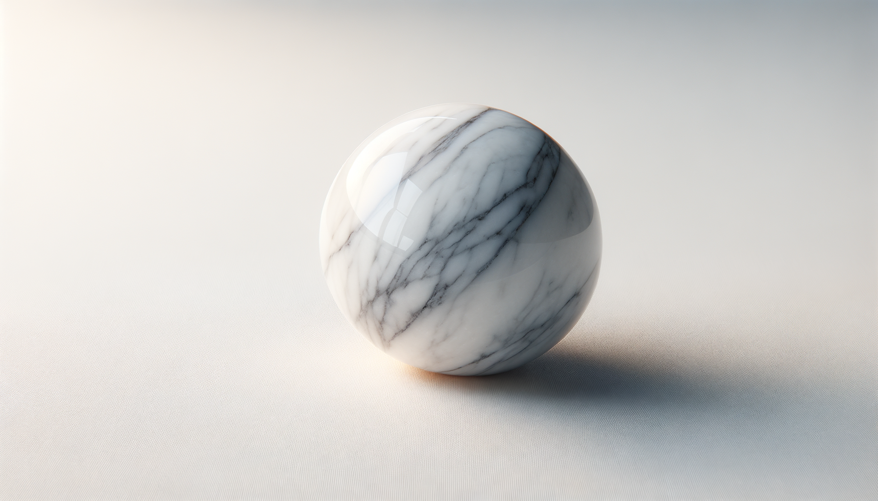 Marble sphere on a neutral surface with soft lighting.