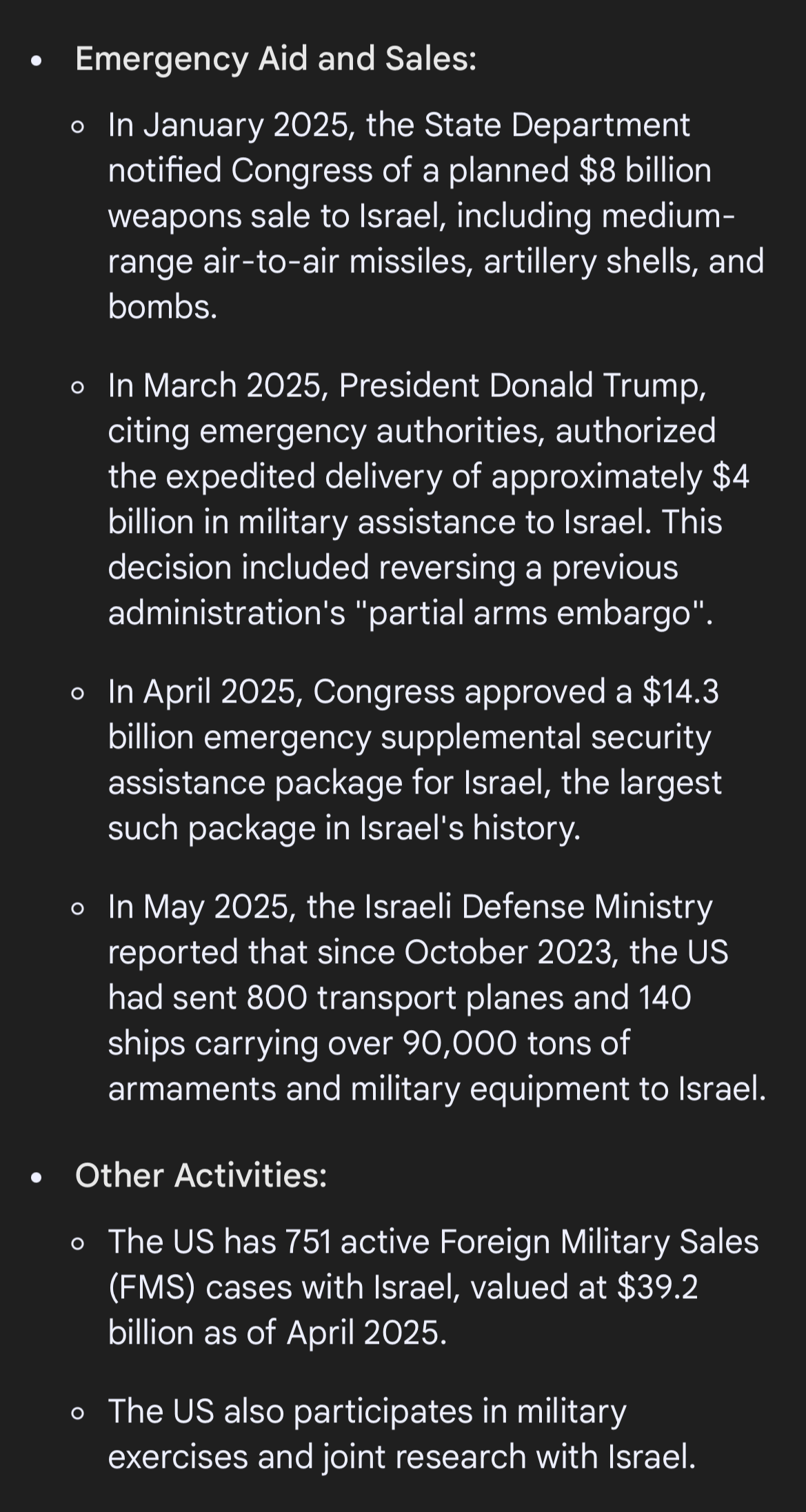 U.S AID TO ISRAEL
