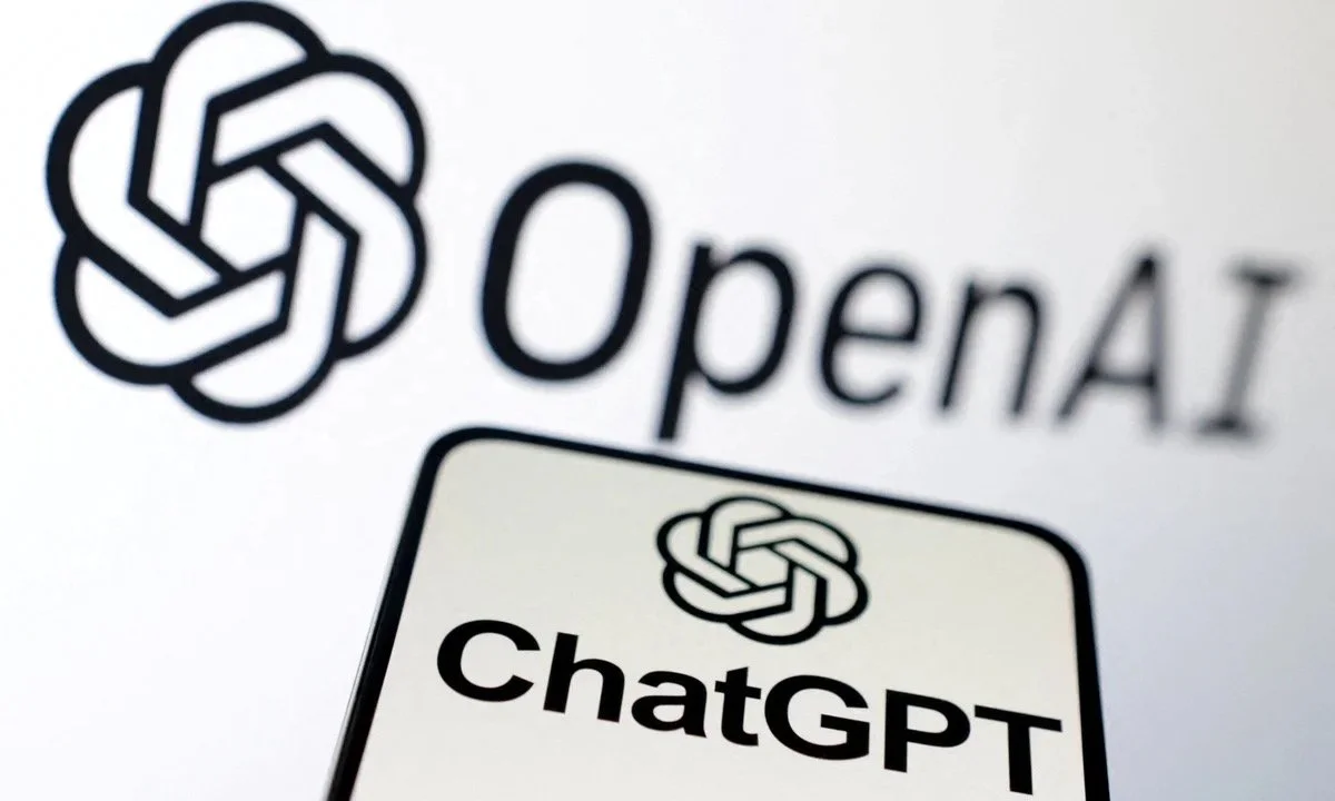 Close-up of a ChatGPT sticker with an OpenAI logo