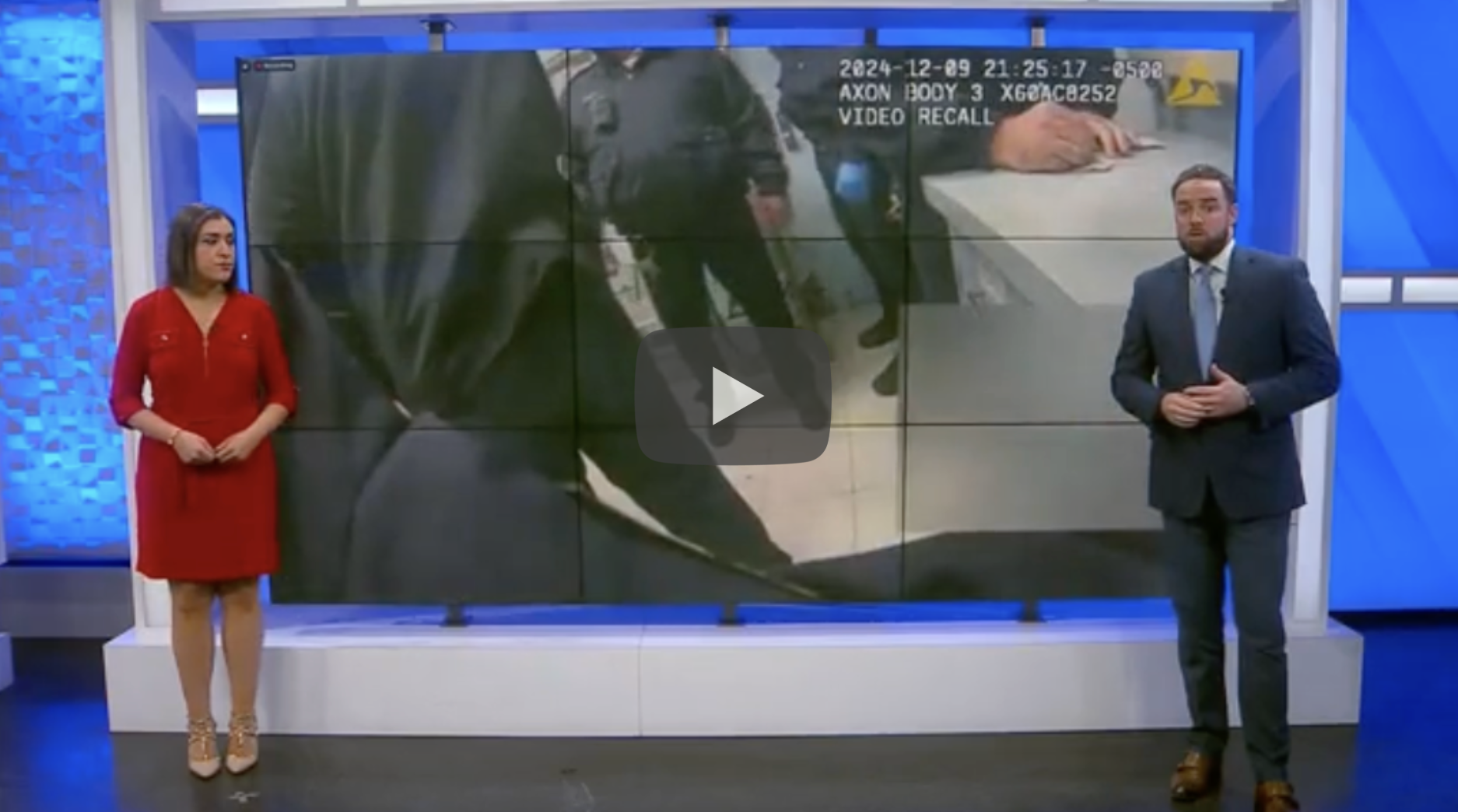 Man and woman newscasters