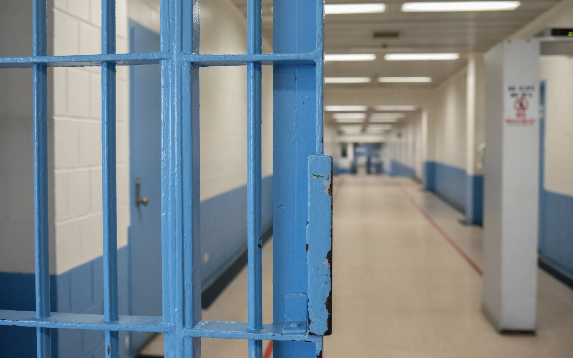 Metal gates lock in detainees at the Otis Bantum Correctional Center on Rikers Island, March 20, 2025