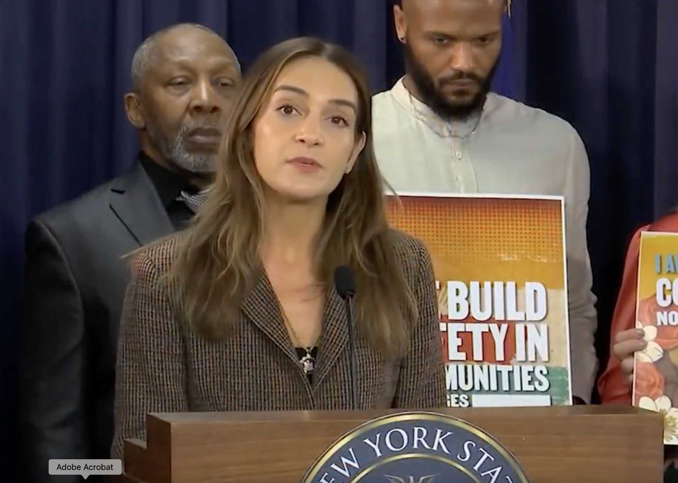 woman in front of a podium
