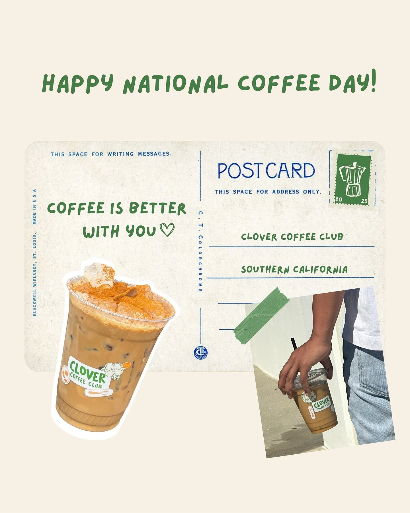 today we’re celebrating coffee & all the moments it creates! ☕️🍀⭐️
#clovercoffeeclub #inlandempire #california #riverside #nationalcoffeeday #coffee #smallbusiness #drinklocal #coffeeshop #coffeecart #coffeebar #mobilecoffee #corona