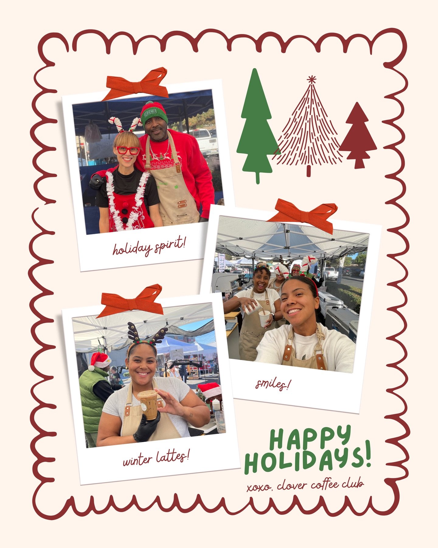 happy holidays from clover coffee club!🎄⭐️ 
so grateful for this little community and all the love this season. you have truly made this season bright! 

#clovercoffeeclub #happyholidays #riverside