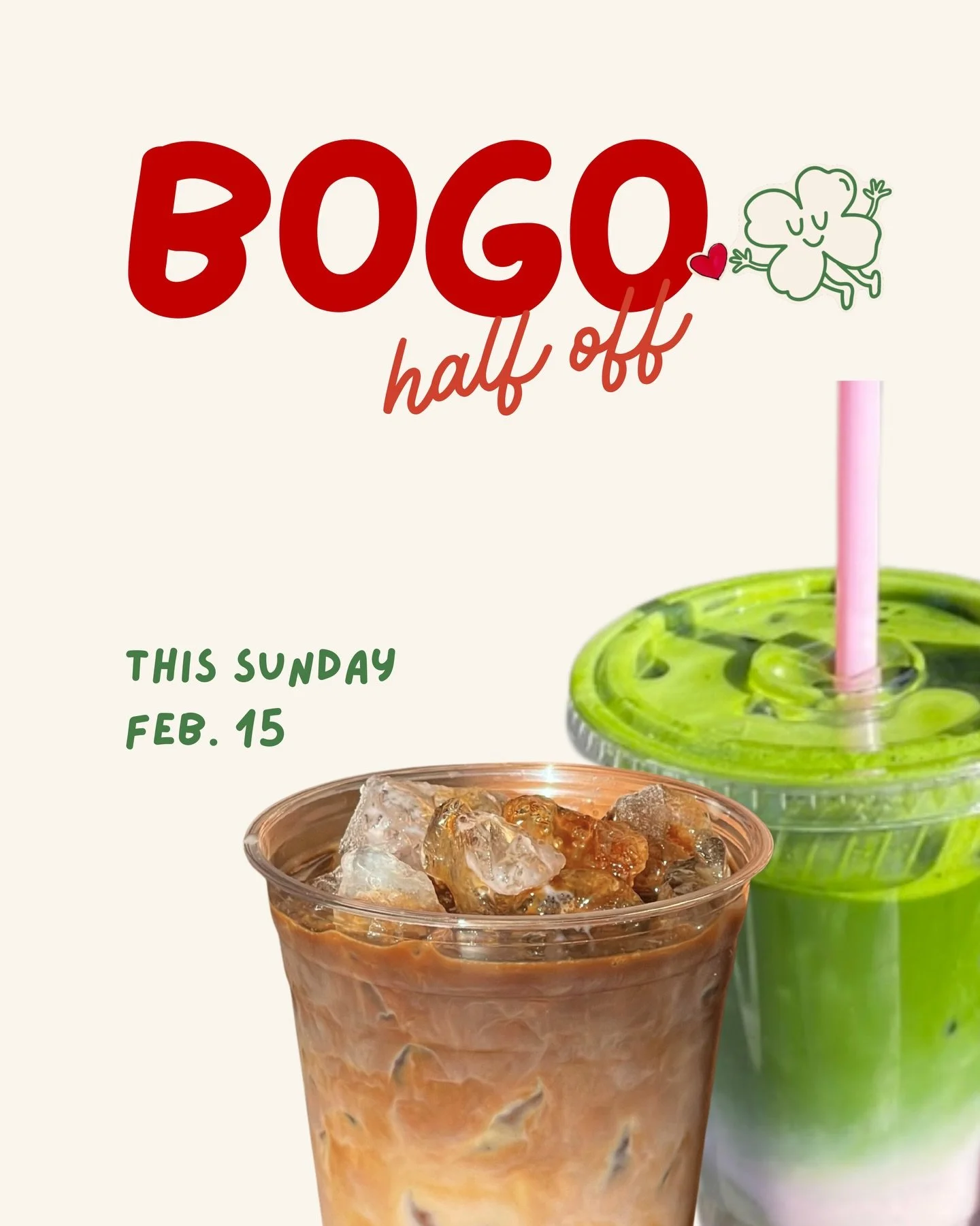 bring your valentine this sunday for a special treat! 

buy one get one half off when you show this flyer💘💌

#clovercoffeeclub #valentine #coffeecart #inlandempire #hiddengems