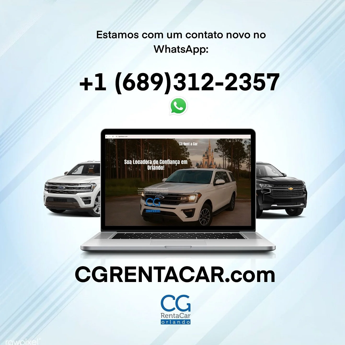 🛩️Estamos com um novo numero: + 1 (689)312-2357

🚗SUVS XL e Minivans
🛩️ Entrega no Aeroporto
⛽️Tanque Cheio
💰Melhor Pre&ccedil;o do Mercado

🎖️Fa&ccedil;a um Or&ccedil;amento J&aacute;:
📲+1(407)625-3716

#orlando #cgrentacarorlando #alugueldeca