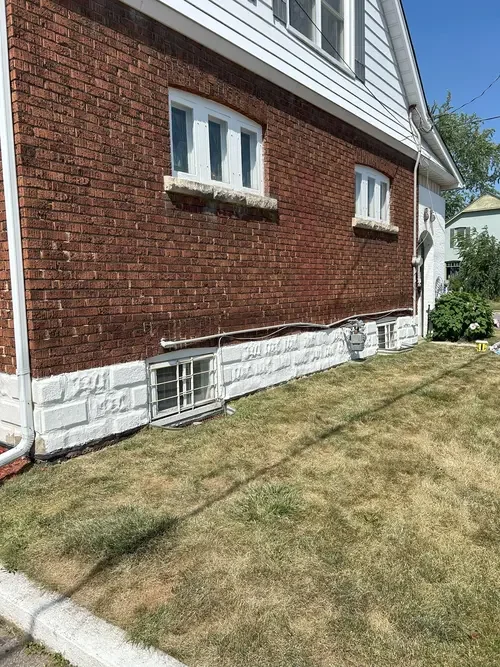 Side of a freshly painted house.