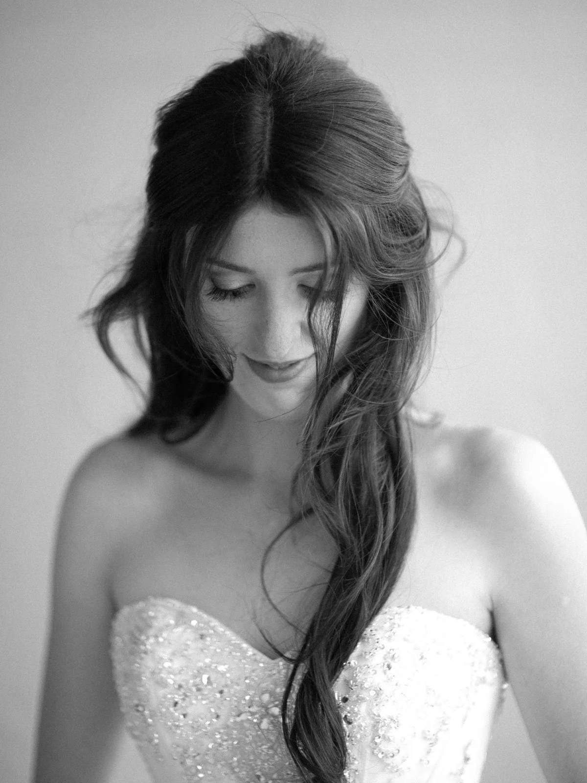 Bride Emily in a quiet final moment during her Sydney wedding preparations