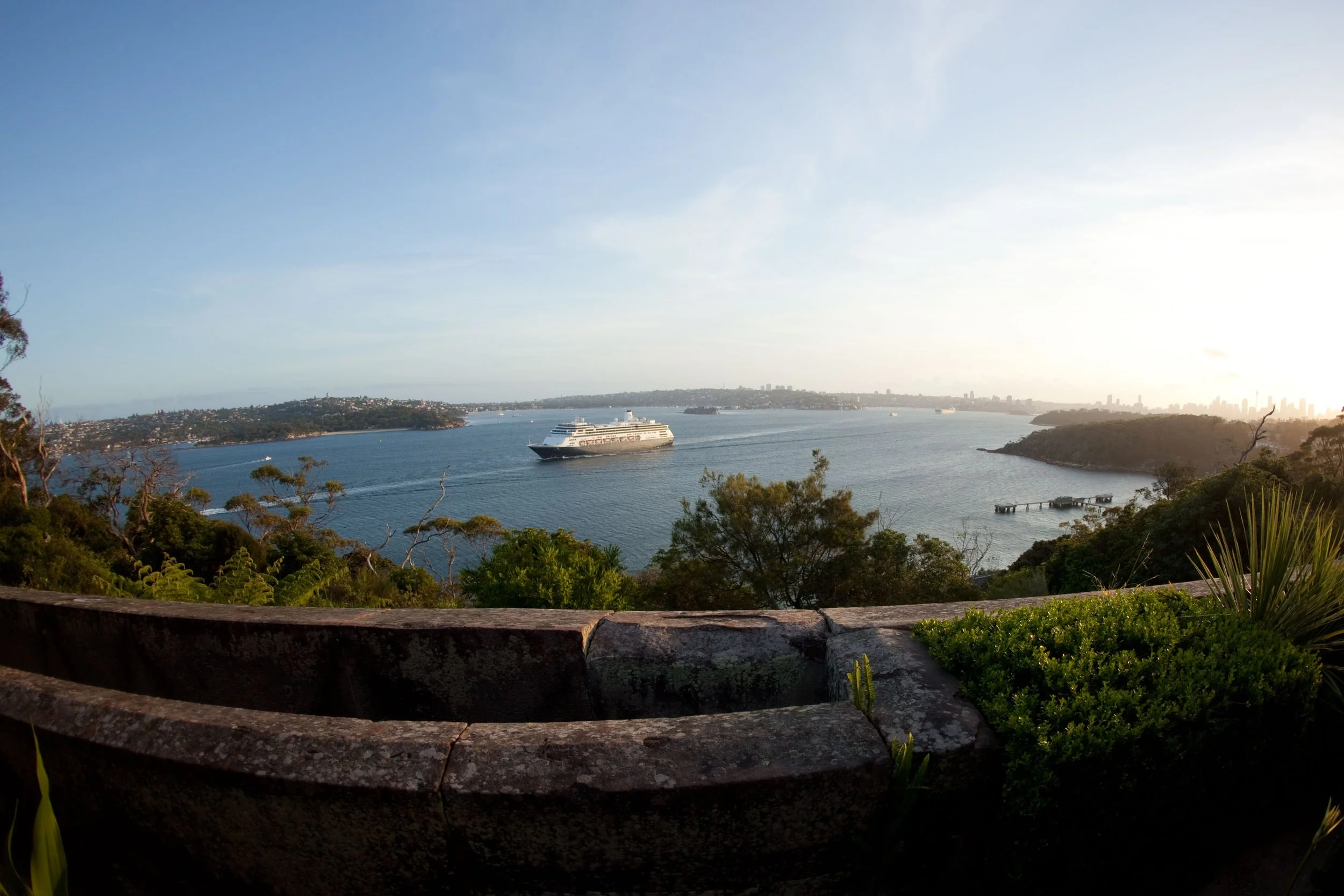 Wide Sydney Harbour vistas from the front balcony of the Gunners’ Barracks