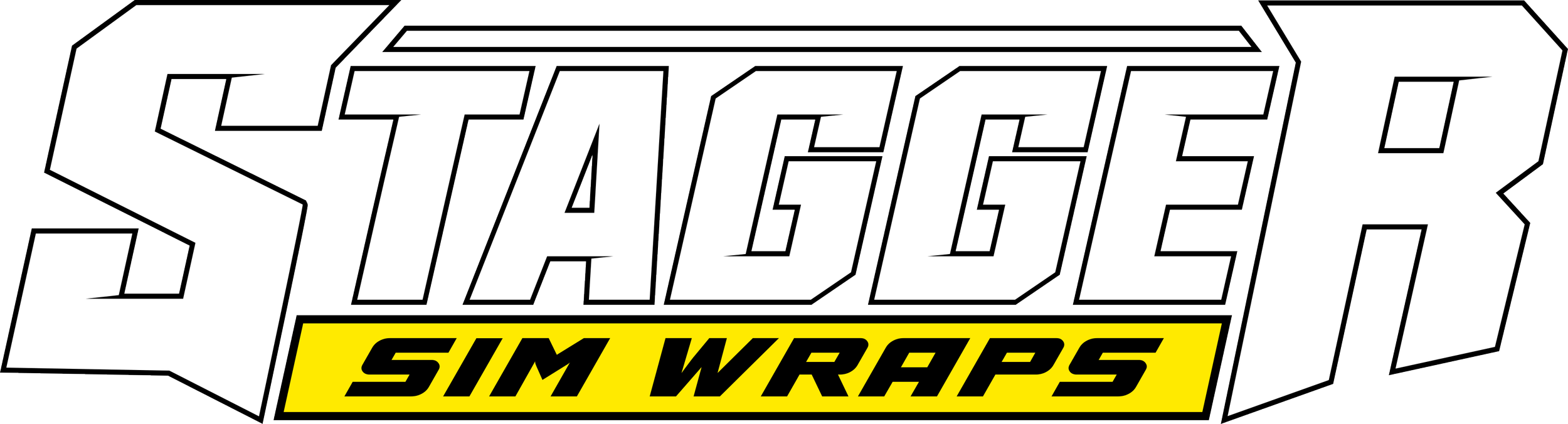 Logo of 'Stacked Sim Wraps' in bold black and white with yellow highlighting.