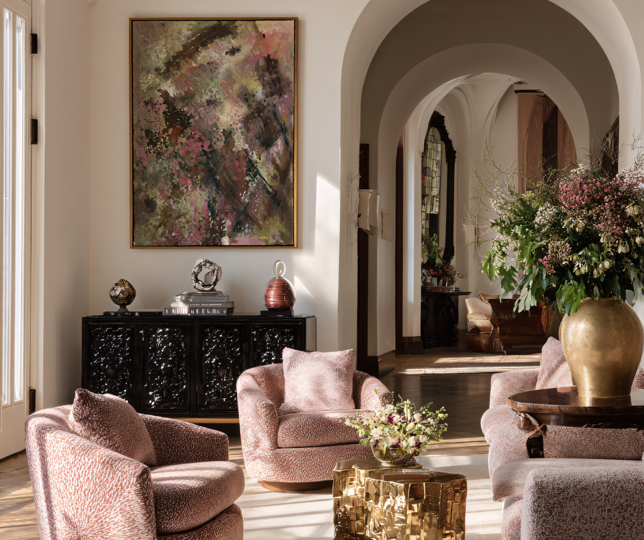 Geometric drawing of an outline square with sections divided by vertical, horizontal, and half circle lines.