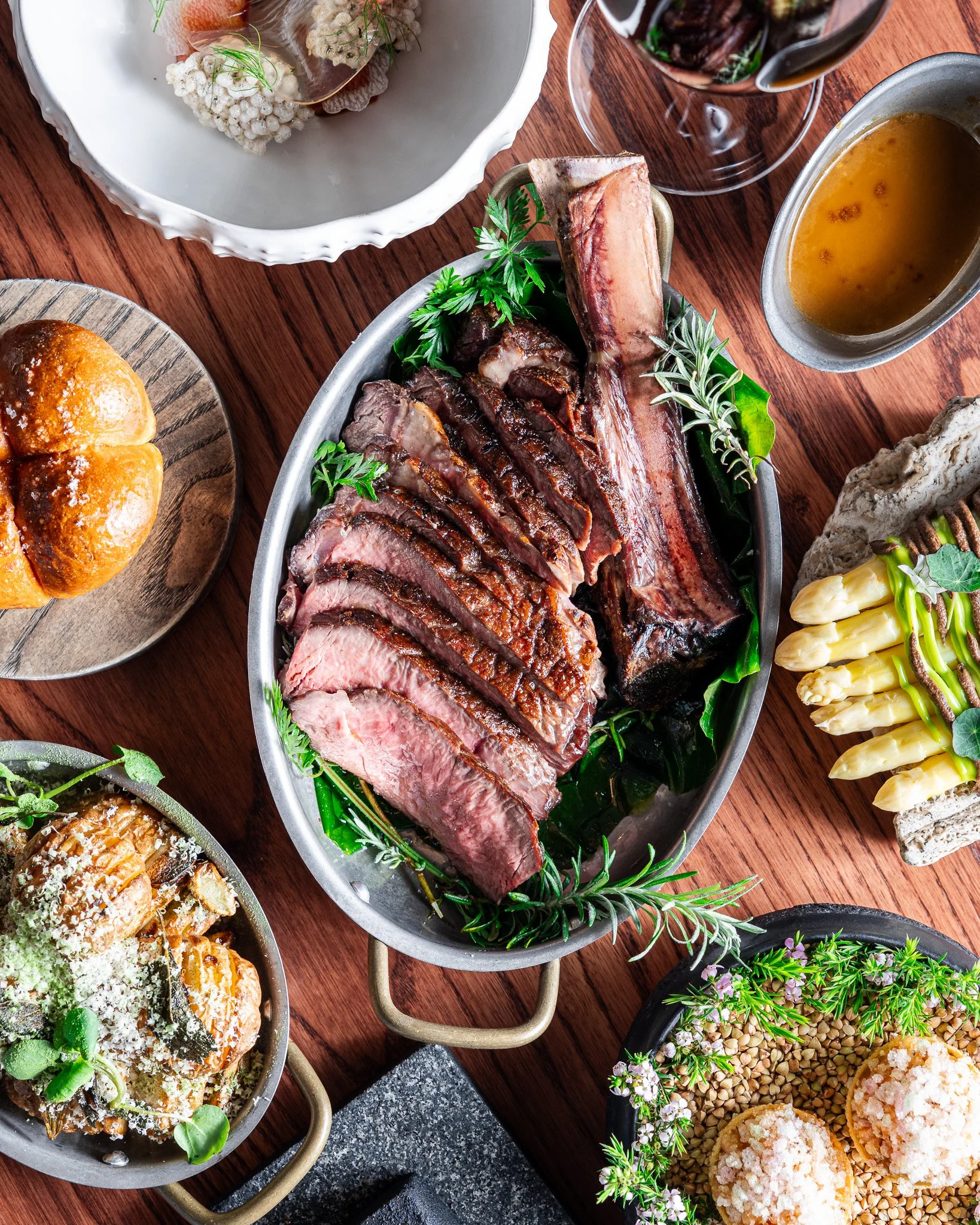 Tomahawk  at The French Cafe, with text advertising duck sharing for two for $95, available Wednesdays and Thursdays, with an option to bring your own bottle for $25.