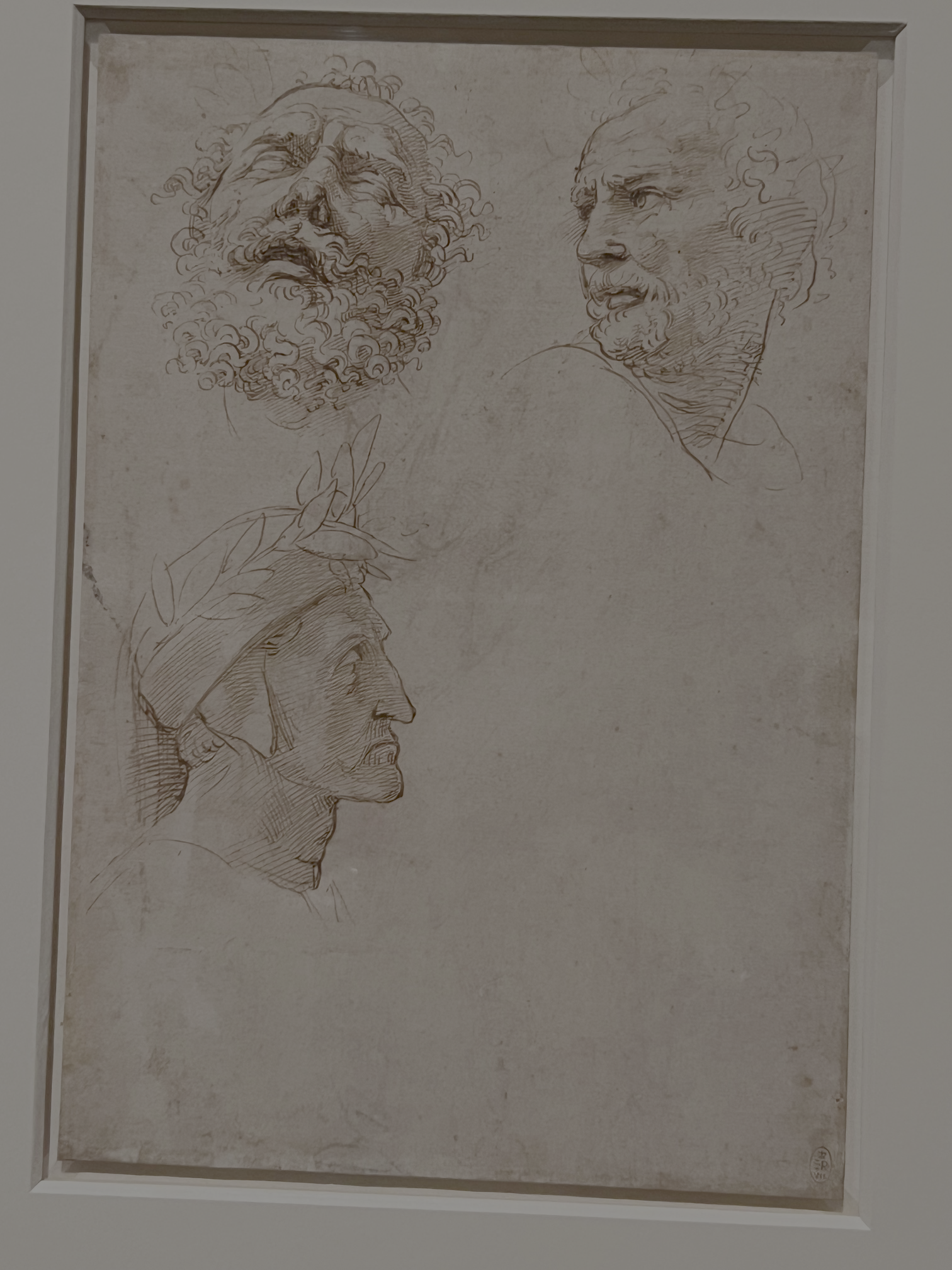 Raphael - Studies of the Heads of Three Poets (Homer, An Unidentified Poet, and Dante)