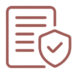 Icon of a document with a shield and checkmark indicating verification or security.