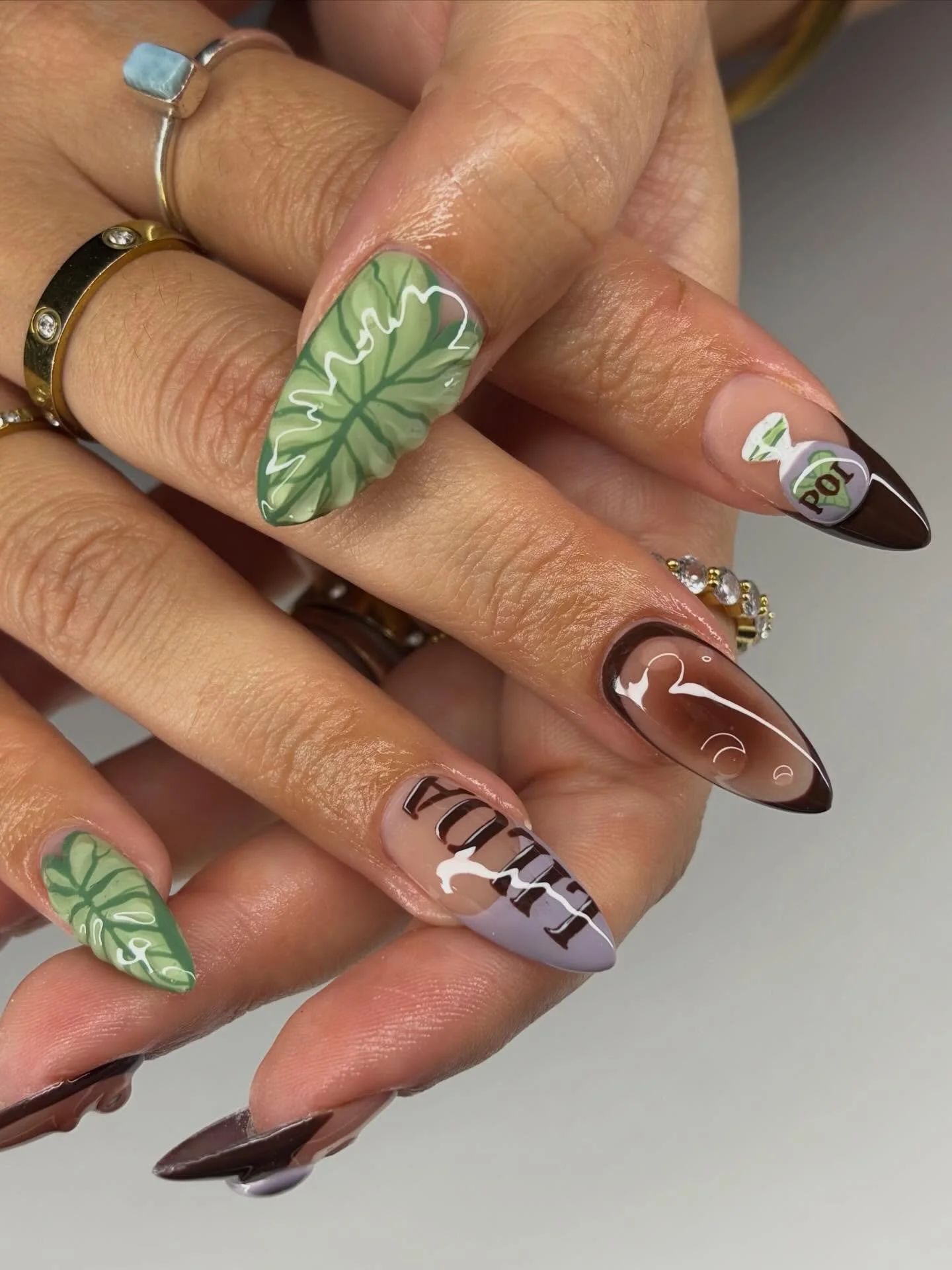 Kalo theme set for Liloa&rsquo;s poi-fect first bday💜🤎🌱
Such a fun freestyle

#oahunails #hawaiinails #oahunailtech