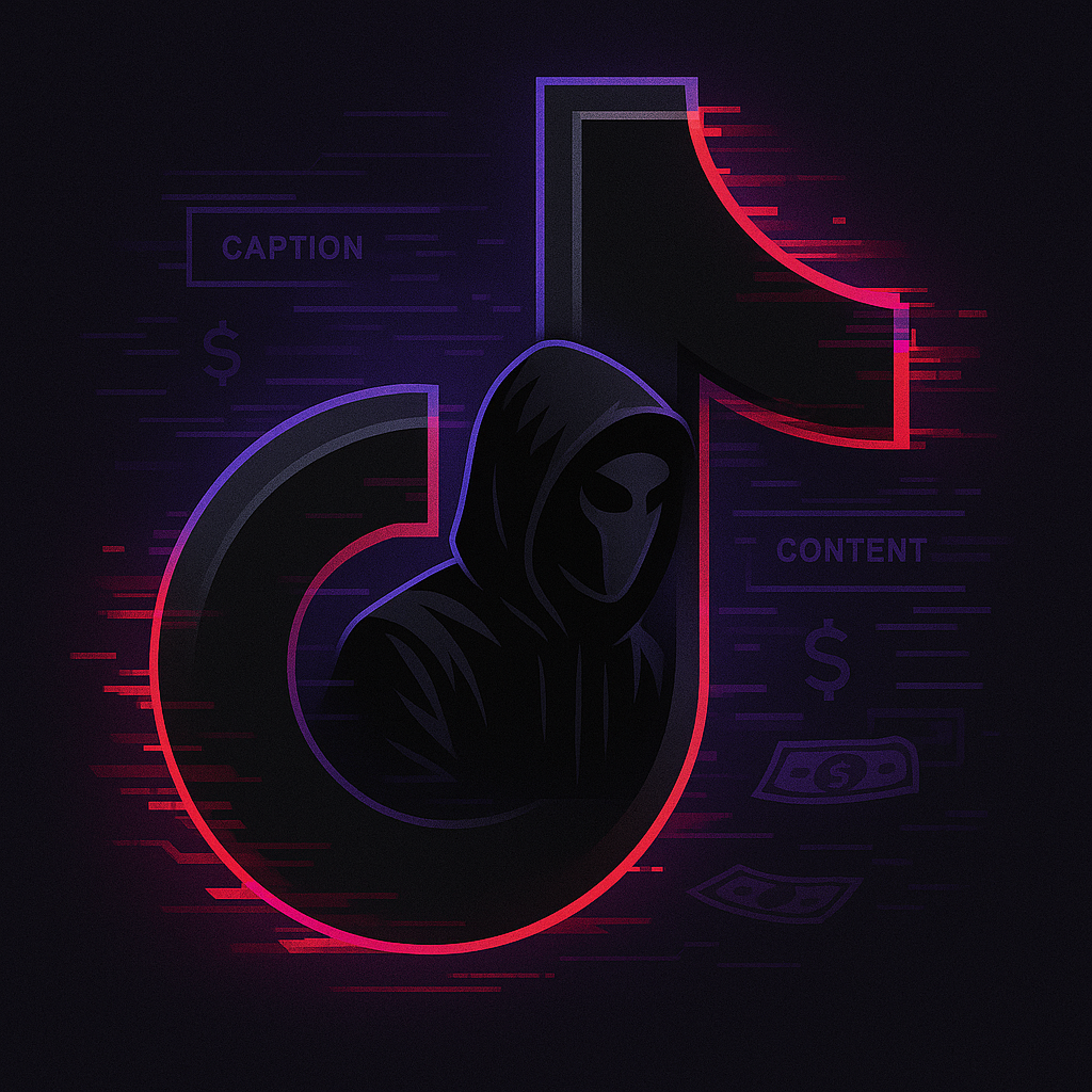 Neon-style illustration of a hooded figure with a mask, with red and purple bar graphs and dollar signs around them, suggesting hacking or cybercrime.