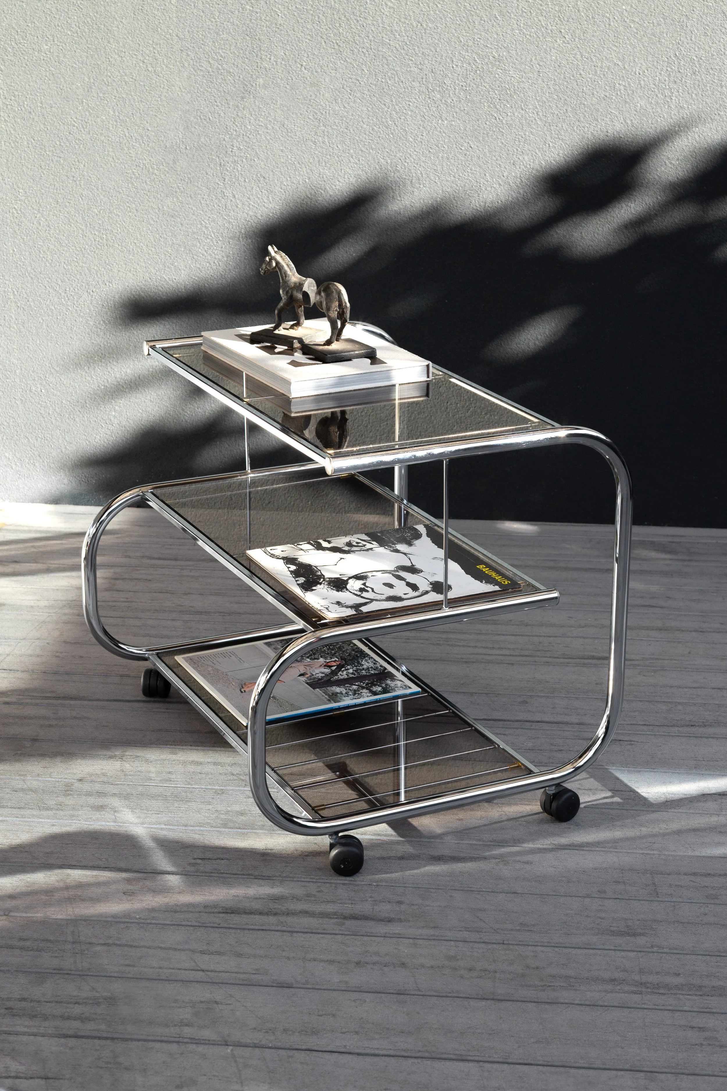 Mid Century Chrome Record Player Stand