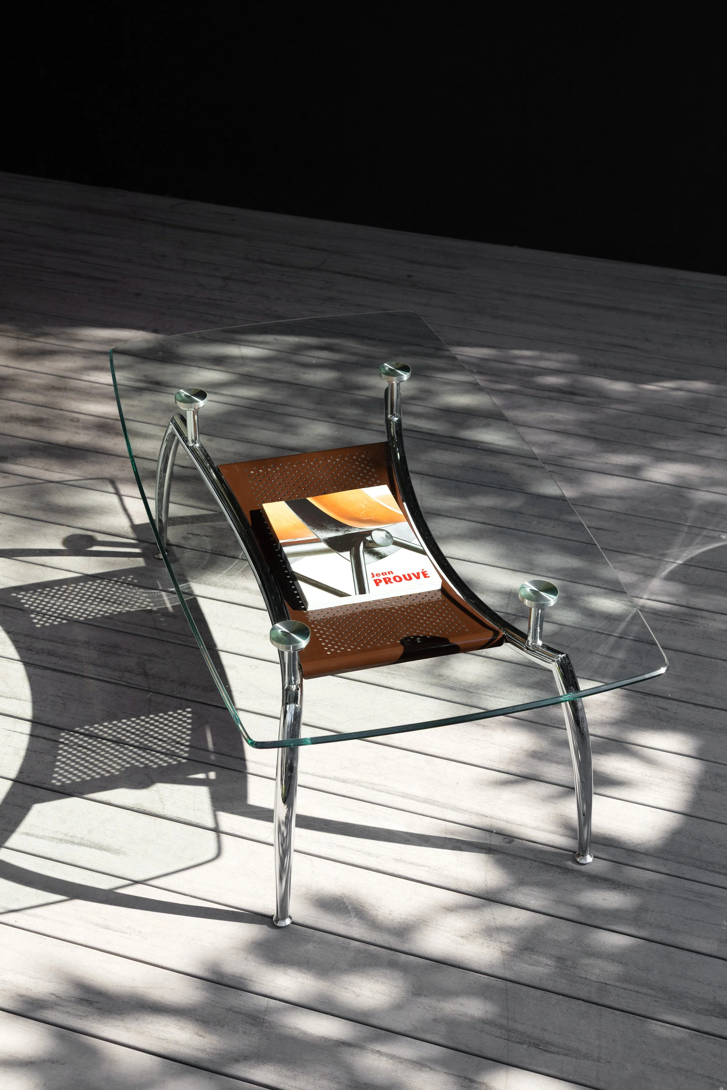 Vintage 1980s Italian Chrome & Glass Coffee Table