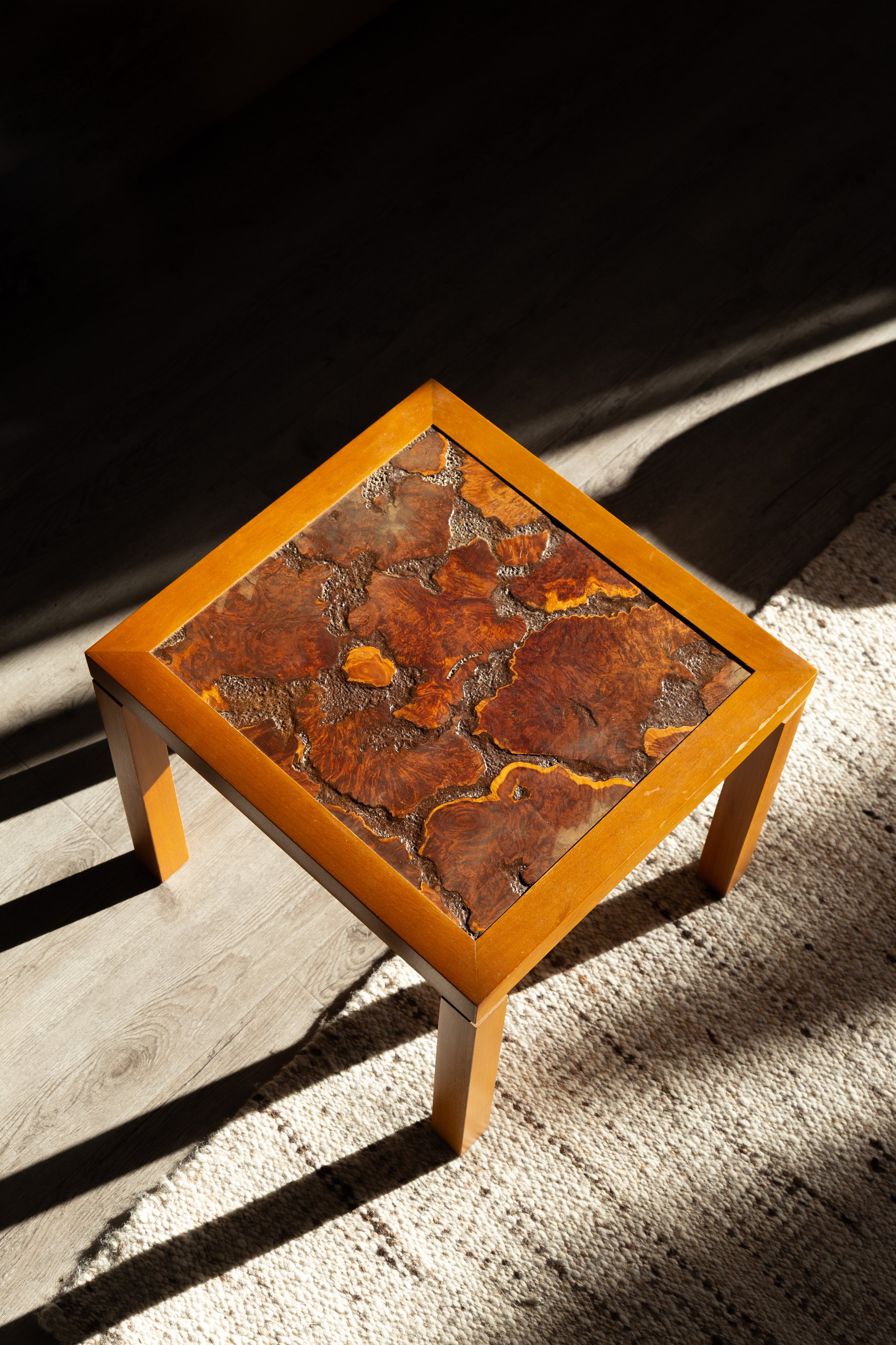 Mid Century Burl Wood Side Table 1970's