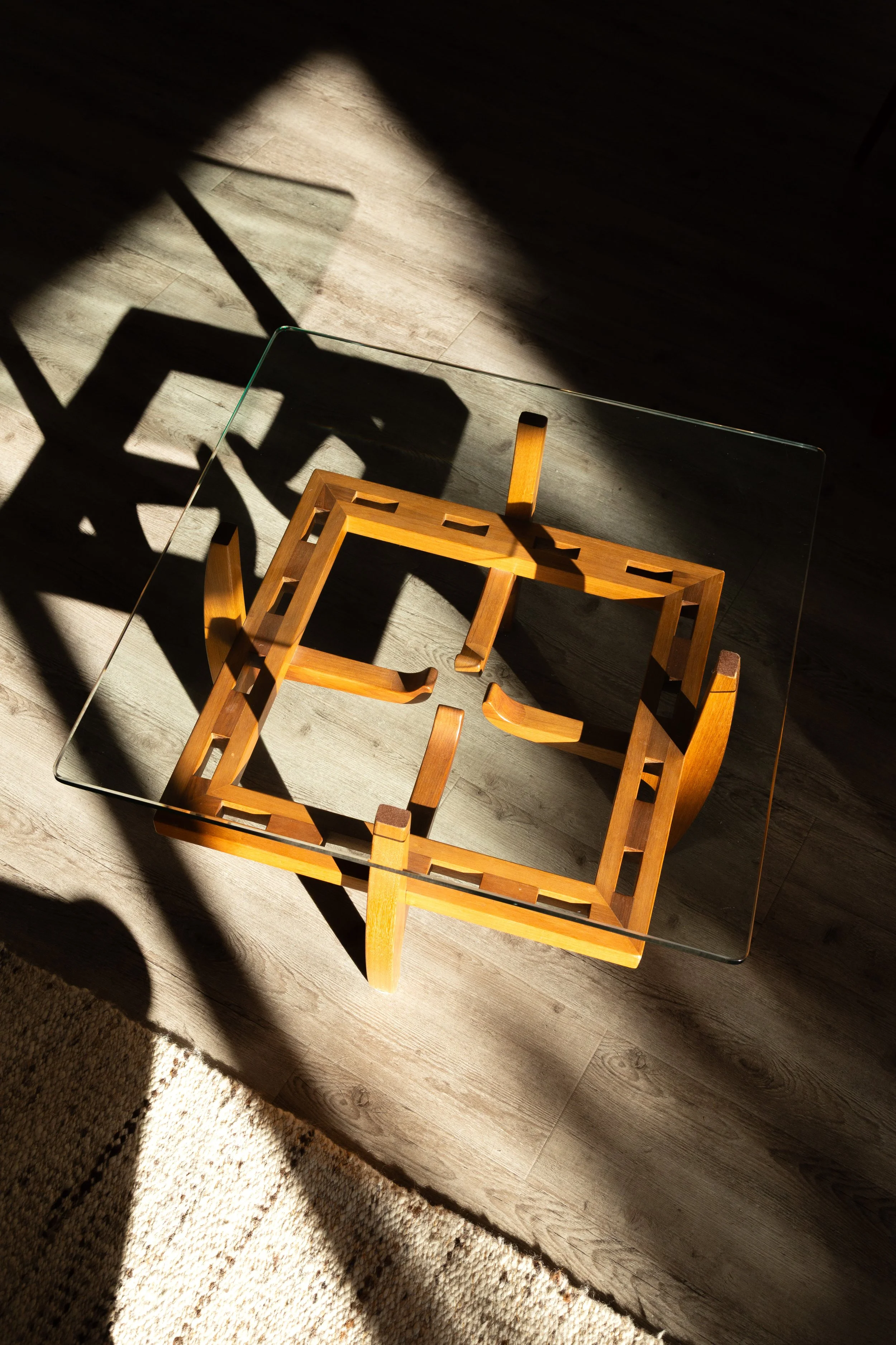 Schulim Krimper Blackwood & Glass Coffee Table, C1960s.